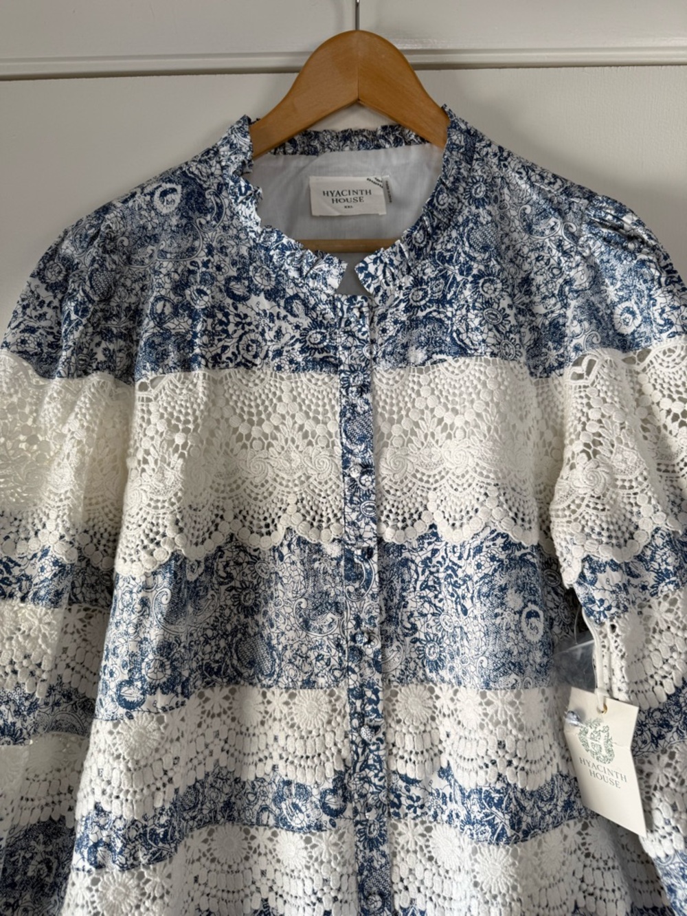 ๐ Hyacinth House for Tuckernuck Lace Trimmed Emmie Mini Dress Blue White XXL - Picture 6 of 15